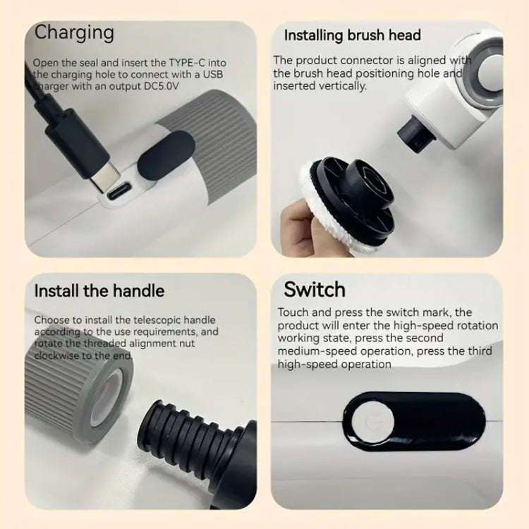7 In 1 Electric Spin Scrubber Rechargeable Waterproof Floor Clean Bush with 23.6 Inch Adjustable ...