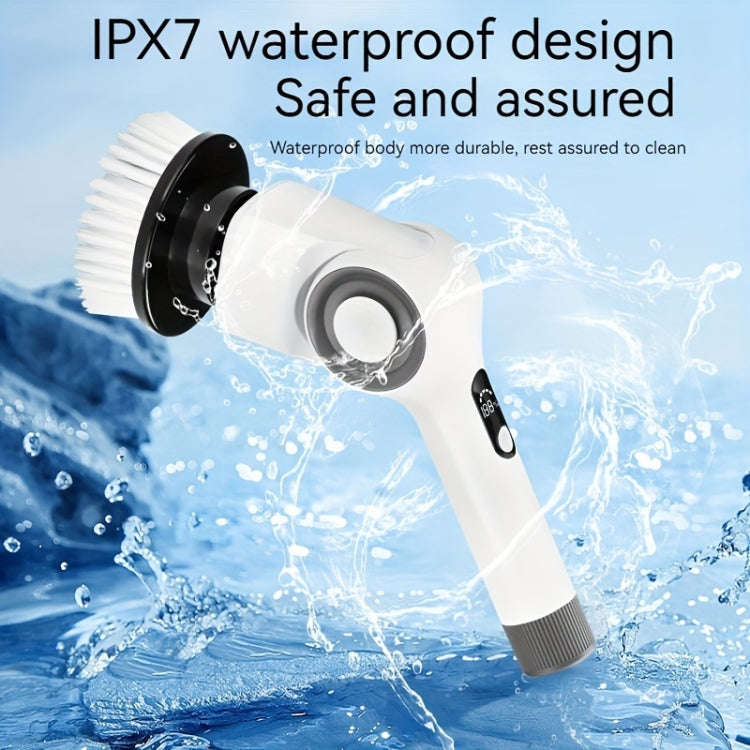 7 In 1 Electric Spin Scrubber Rechargeable Waterproof Floor Clean Bush with 23.6 Inch Adjustable ...