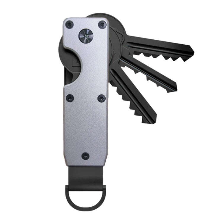 Compact Key Organizer Metal Key Chain Can Hold 2-6 Keys Gray