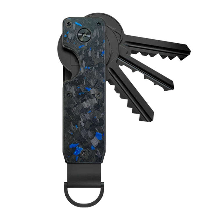 Compact Key Organizer Metal Key Chain Can Hold 2-6 Keys Blue Forged Carbon