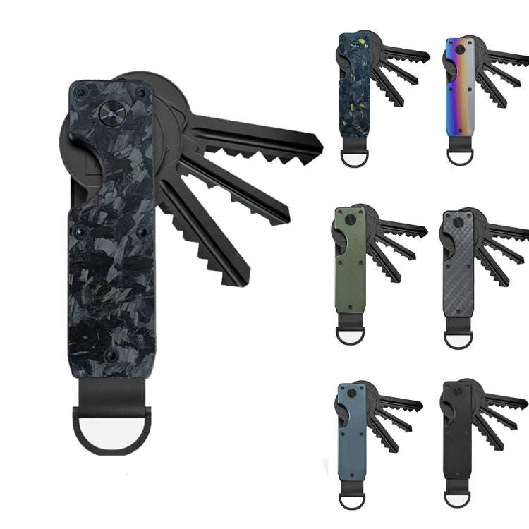 Compact Key Organizer Metal Key Chain Can Hold 2-6 Keys Black