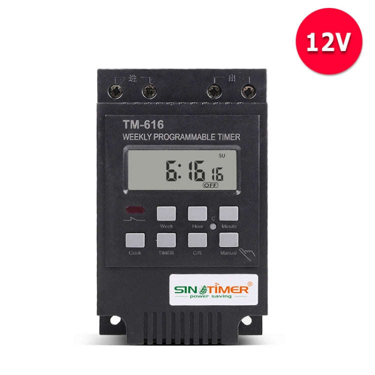 SINOTIMER TM616B-4 12V 30A Weekly Programmable Digital Timer Switch Relay Control