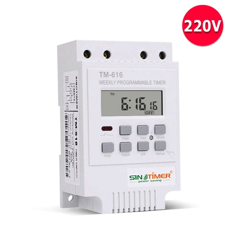 SINOTIMER TM616W-2 220V 30A Weekly Programmable Digital Timer Switch Relay Control