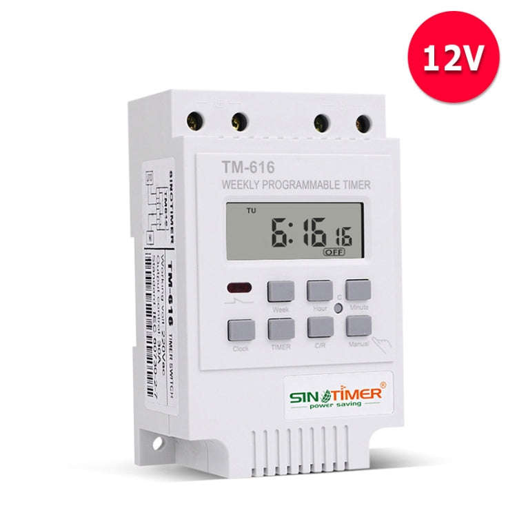 SINOTIMER TM616W-4 12V 30A Weekly Programmable Digital Timer Switch Relay Control