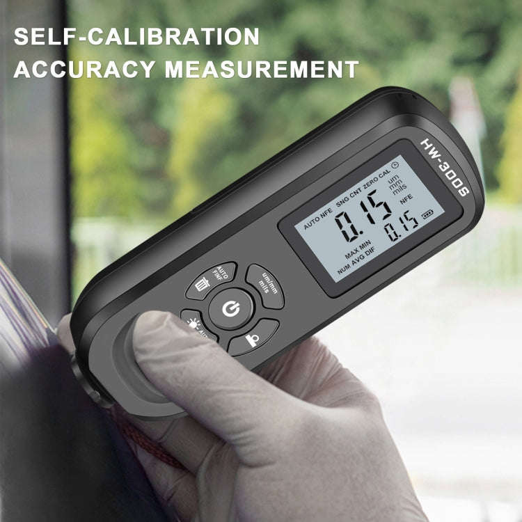 HW-300S High Precision Coating Thickness Gauge Anti-skid Paint Film Gauge(Black Horizontal Screen)