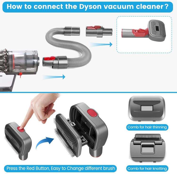 For Dyson V7 V8 V10 V11 V15 Pet 3 In 1 Grooming Suction Head Set Without Hose