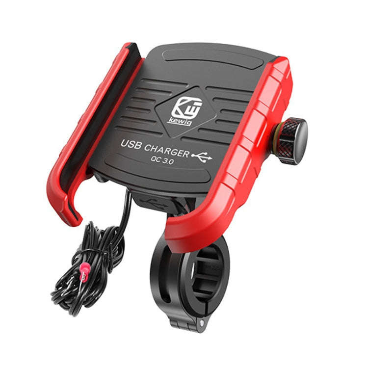 Kewig M8 Motorcycle Navigation Phone Holder Outdoor Riding Charging Bracket(Red)