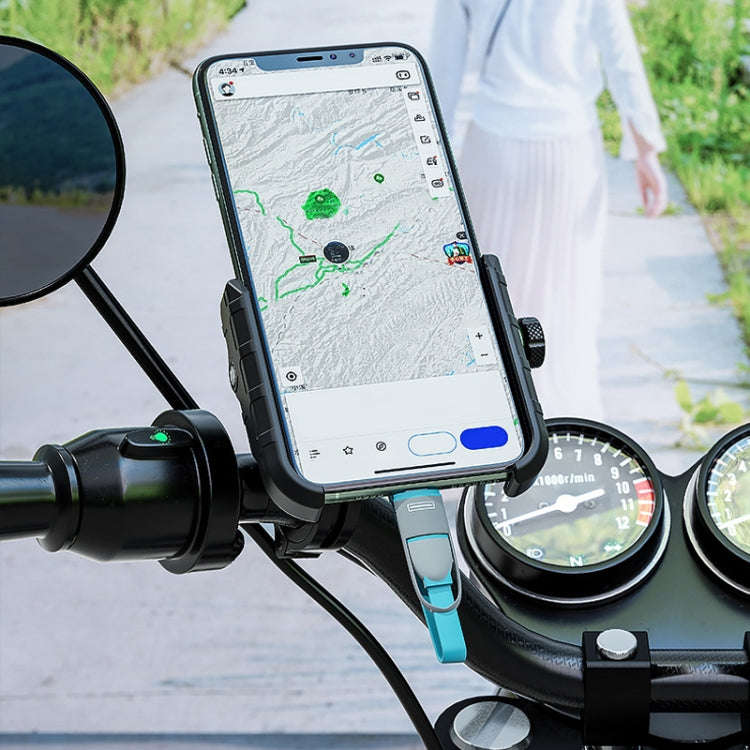 Kewig M8 Motorcycle Navigation Phone Holder Outdoor Riding Charging Bracket(Blue)