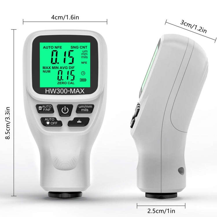 HW300-MAX Coating Thickness Gauge Anti-skid Paint Film Tester(White)