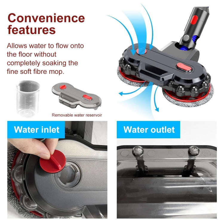 For Dyson V6 / DC62  Vacuum Cleaner Electric Mop Head with Detachable Water Tank and 6 Mop Pads