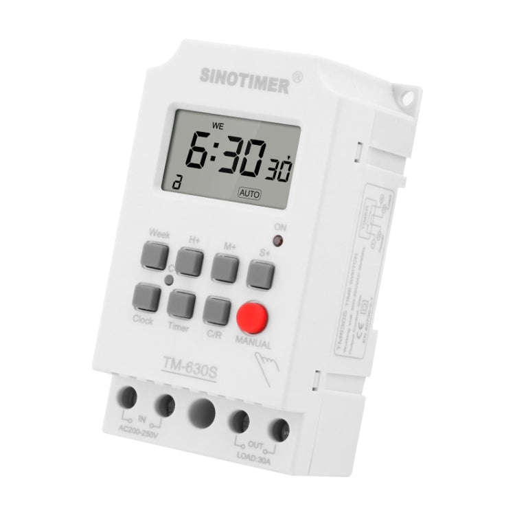 SINOTIMER TM630S-K 85-265V AC 30A Timer Switch 1 Second Interval Weekly Programmable Time Relay