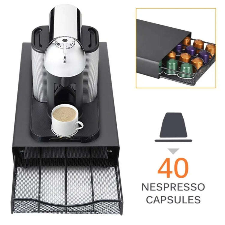 For Small Nespresso OASISWJ Drawer Type 40pcs Coffee Capsule Holder(Black)