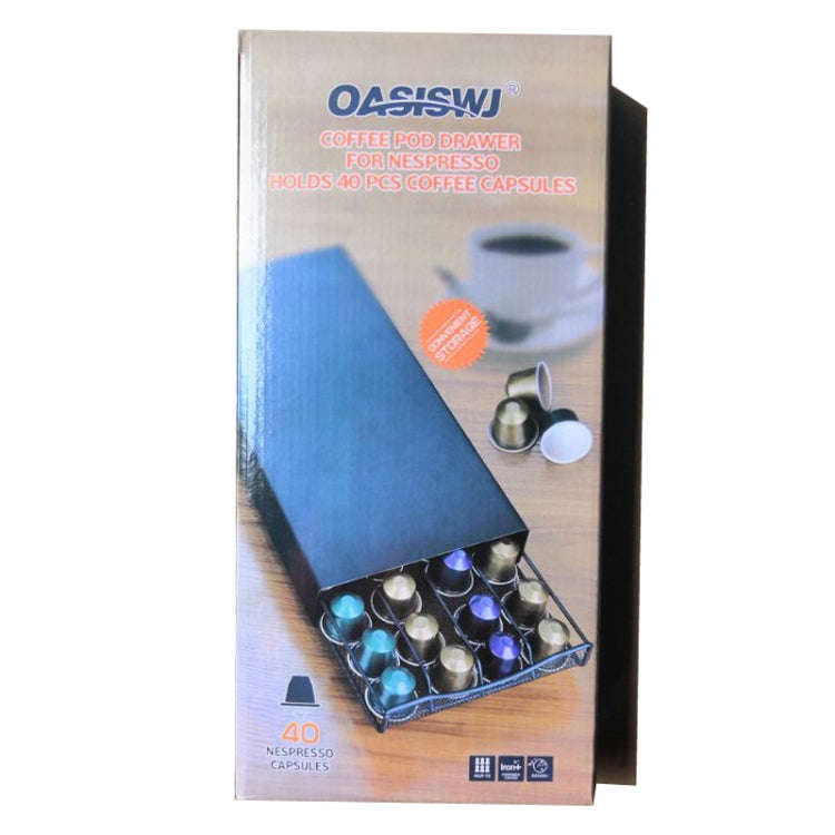For Small Nespresso OASISWJ Drawer Type 40pcs Coffee Capsule Holder(Black)