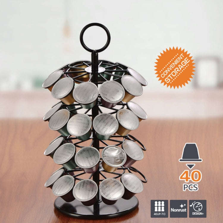For Nespresso OASISWJ Assembly 40pcs 360 Degree Rotating Coffee Capsule Organizer(Black)