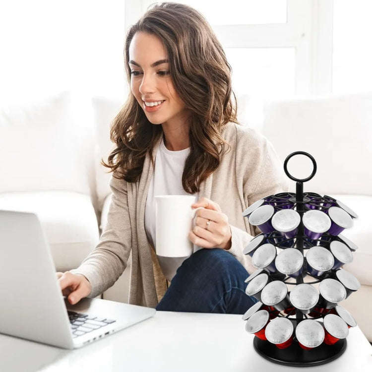 For Nespresso OASISWJ Assembly 40pcs 360 Degree Rotating Coffee Capsule Organizer(Black)
