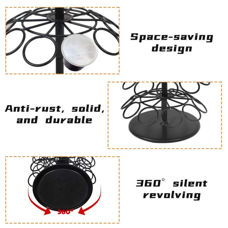 For Nespresso OASISWJ Assembly 40pcs 360 Degree Rotating Coffee Capsule Organizer(Black)