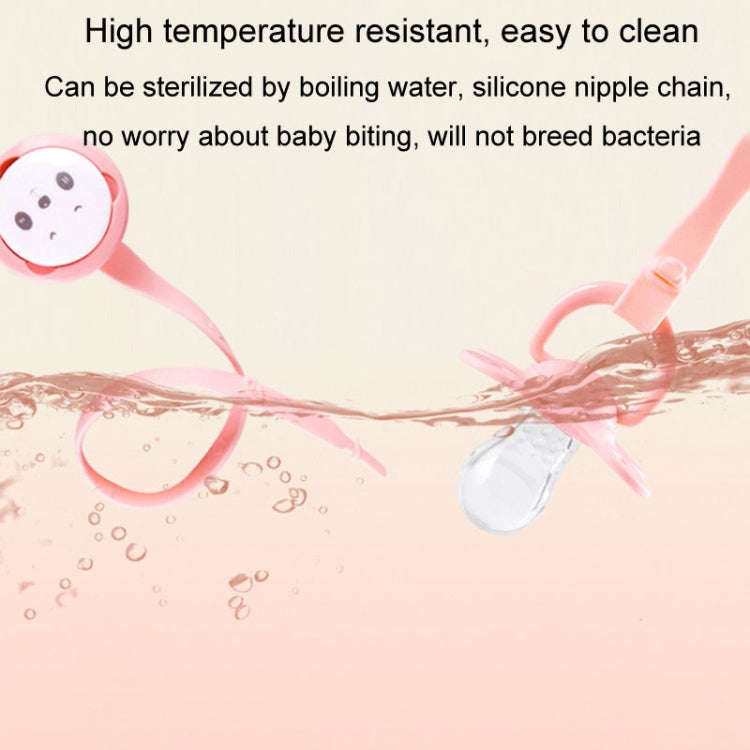 Portable Baby Cartoon Panda Pacifier Chain Soothing Teether Storage Chain(Pink)