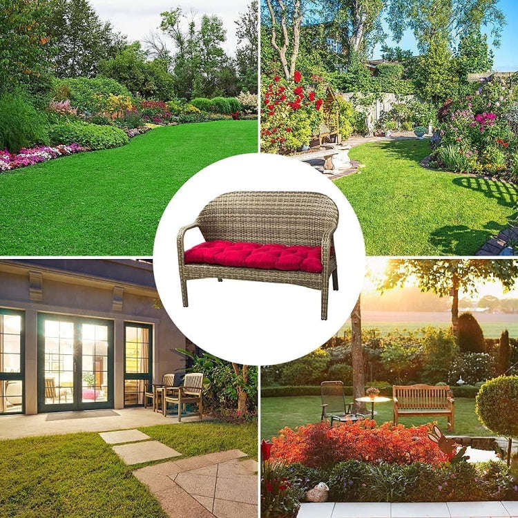100x50x8cm Outdoor Bench Waterproof Sunscreen Thickened Soft Cushion(Black)