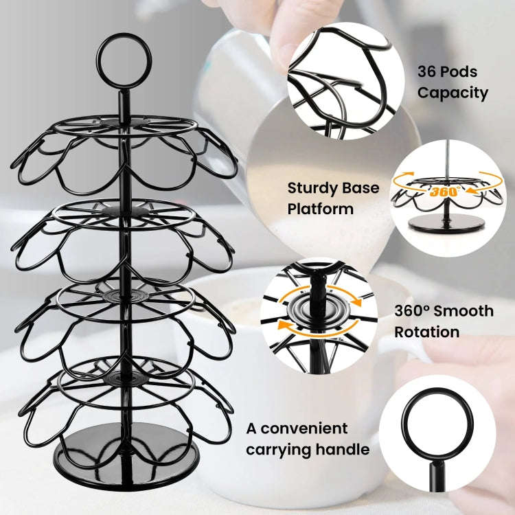 For K-CUP / Dolce Gusto OASISWJ 36pcs Assembled Rotating Coffee Capsule Holder(4 Layers)