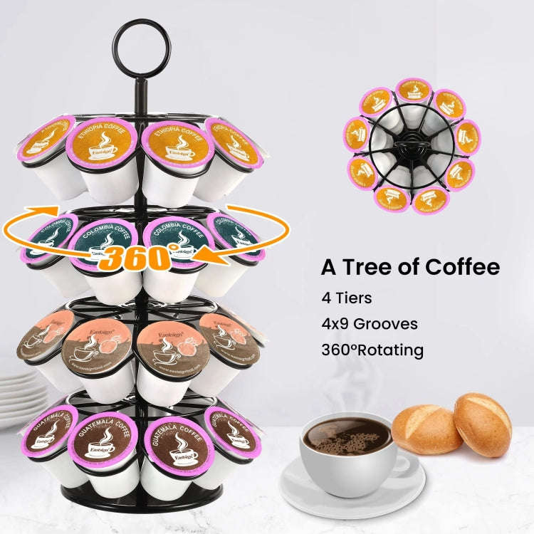 For K-CUP / Dolce Gusto OASISWJ 36pcs Assembled Rotating Coffee Capsule Holder(4 Layers)