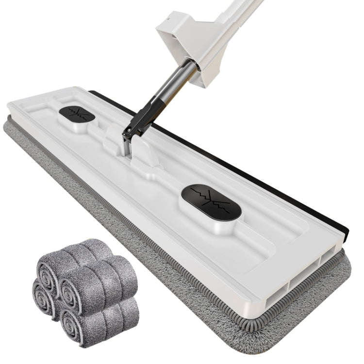 42cm Hand-Free Household Flat Mop Kitchen Cleaning Lazy Floor Cleaner, Style: White+4 Wipes