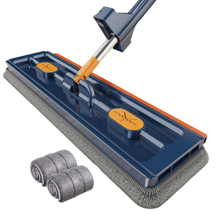 42cm Hand-Free Household Flat Mop Kitchen Cleaning Lazy Floor Cleaner, Style: Blue+2 Wipes