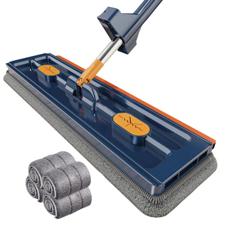 42cm Hand-Free Household Flat Mop Kitchen Cleaning Lazy Floor Cleaner, Style: Blue+4 Wipes
