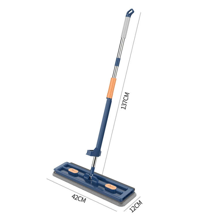 42cm Hand-Free Household Flat Mop Kitchen Cleaning Lazy Floor Cleaner, Style: White+4 Wipes