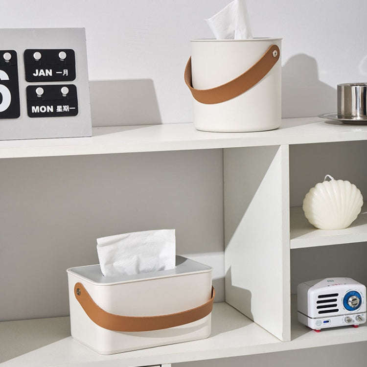 Portable Home Tissue Box Coffee Table Restaurant Desktop Napkin Storage Box, Style: Round