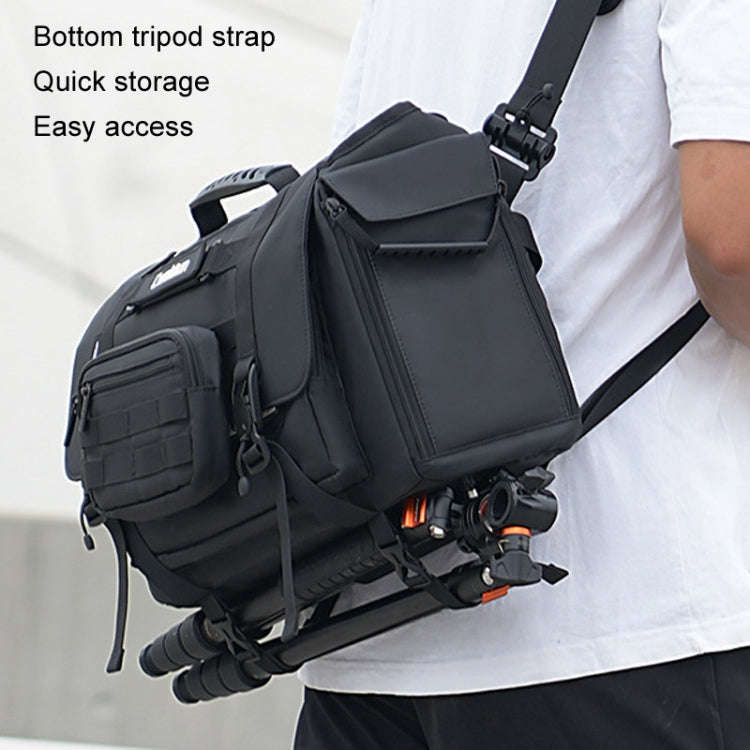Cwatcun D115 Shoulder Crossbody Waterproof Leather Film DSLR Camera Bag, Color: Black Small