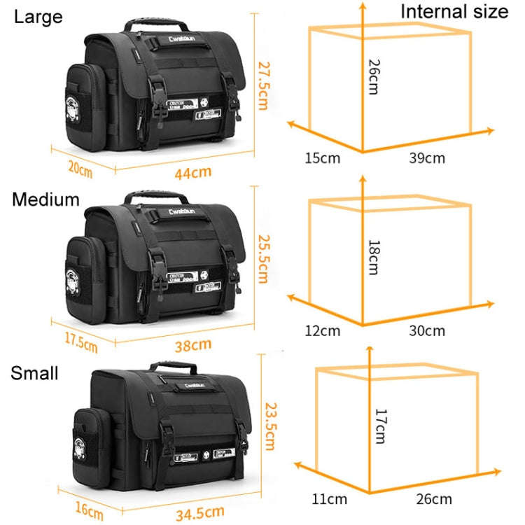 Cwatcun D115 Shoulder Crossbody Waterproof Leather Film DSLR Camera Bag, Color: Black Large