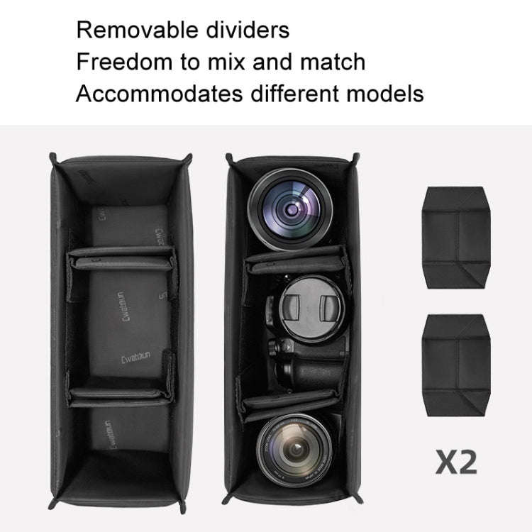 Cwatcun D115 Shoulder Crossbody Waterproof Leather Film DSLR Camera Bag, Color: Black Large