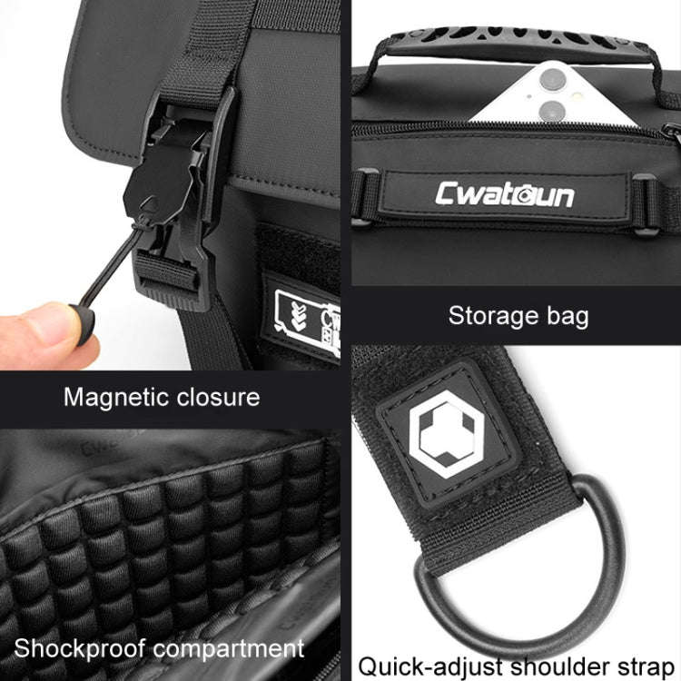 Cwatcun D115 Shoulder Crossbody Waterproof Leather Film DSLR Camera Bag, Color: Black Large