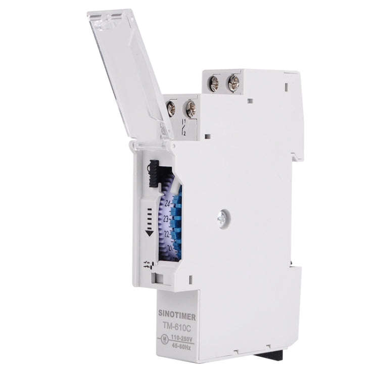SINOTIMER  TM610C 110-250V 16A Quartz Mechanical Timer 24 Hours Programmable Din Rail Relay