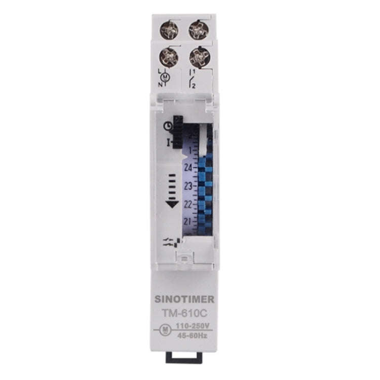 SINOTIMER  TM610C 110-250V 16A Quartz Mechanical Timer 24 Hours Programmable Din Rail Relay