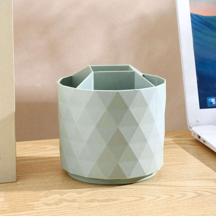 Desktop Rotating Pen Holder Large Capacity Stationery Storage Box Makeup Brush Storage Bucket(Green)
