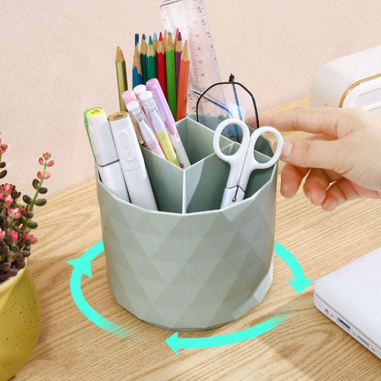 Desktop Rotating Pen Holder Large Capacity Stationery Storage Box Makeup Brush Storage Bucket(Green)
