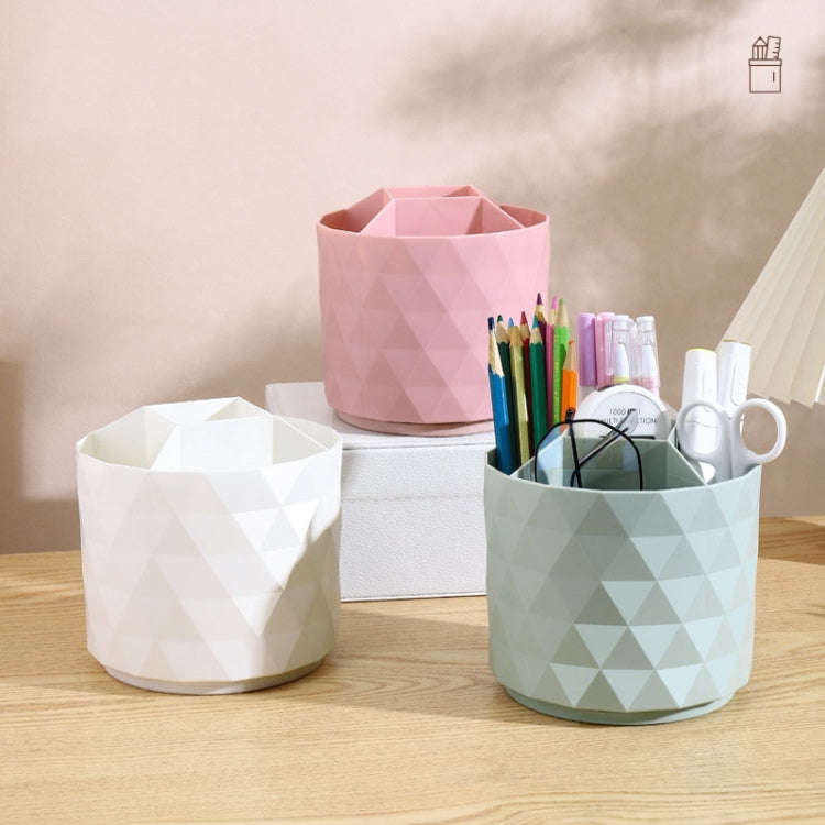 Desktop Rotating Pen Holder Large Capacity Stationery Storage Box Makeup Brush Storage Bucket(Green)