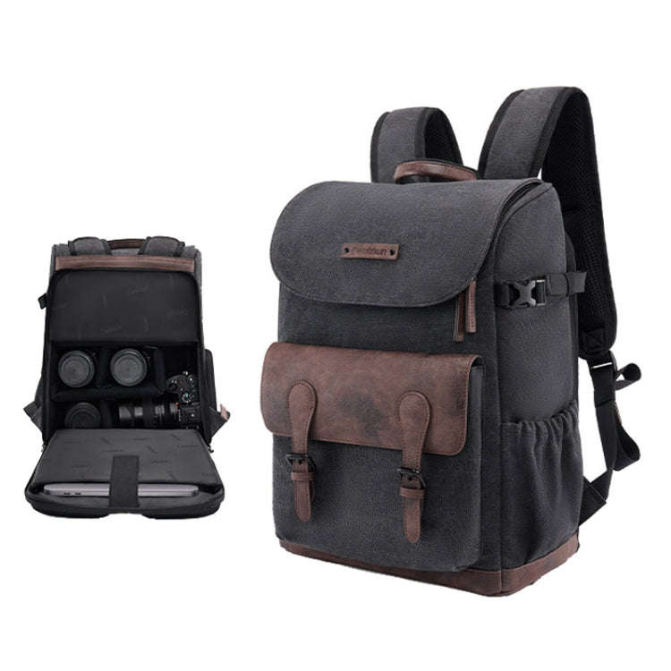 Cwatcun D128 Vintage Shoulder Backpack Split Compartment Large Capacity Splashproof Photography B...