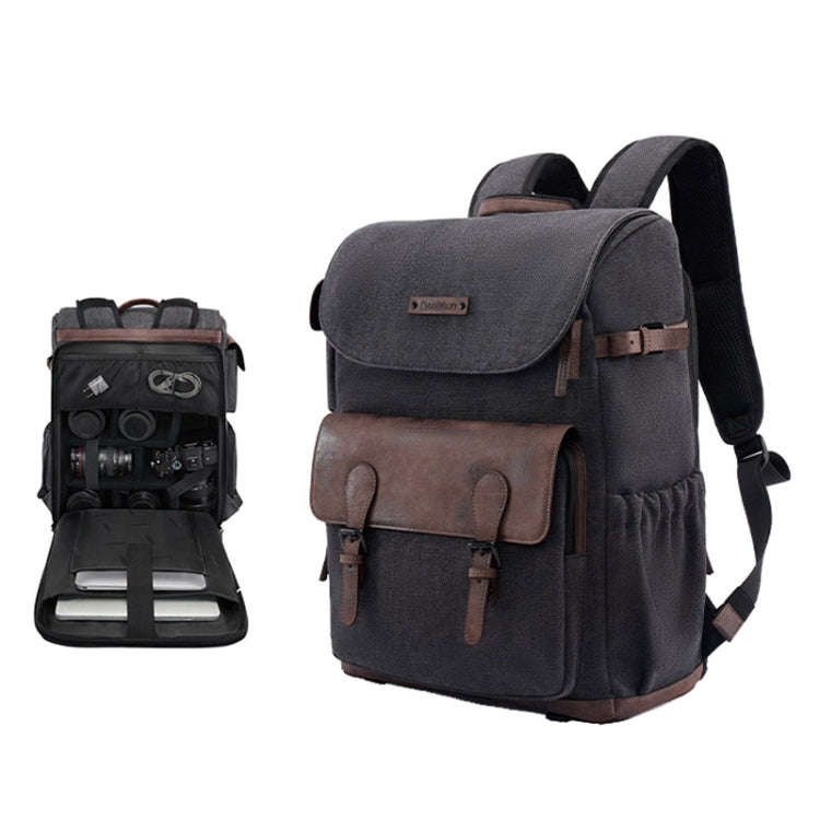 Cwatcun D128 Vintage Shoulder Backpack Split Compartment Large Capacity Splashproof Photography B...