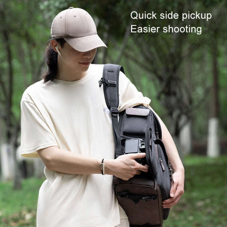 Cwatcun D128 Vintage Shoulder Backpack Split Compartment Large Capacity Splashproof Photography B...