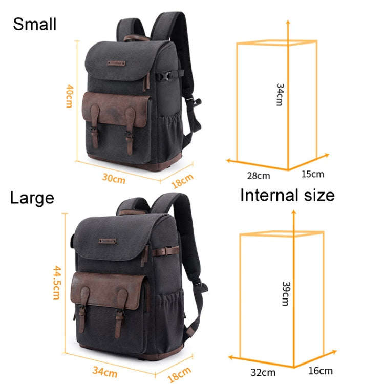 Cwatcun D128 Vintage Shoulder Backpack Split Compartment Large Capacity Splashproof Photography B...