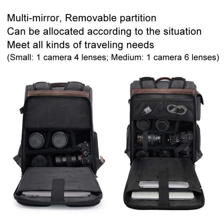 Cwatcun D128 Vintage Shoulder Backpack Split Compartment Large Capacity Splashproof Photography B...