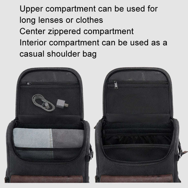 Cwatcun D128 Vintage Shoulder Backpack Split Compartment Large Capacity Splashproof Photography B...