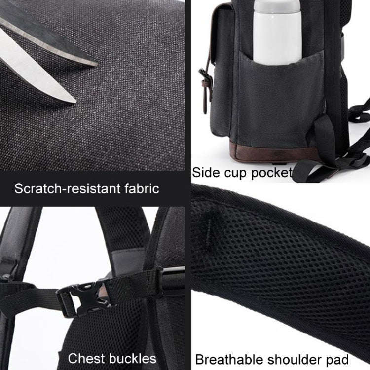 Cwatcun D128 Vintage Shoulder Backpack Split Compartment Large Capacity Splashproof Photography B...