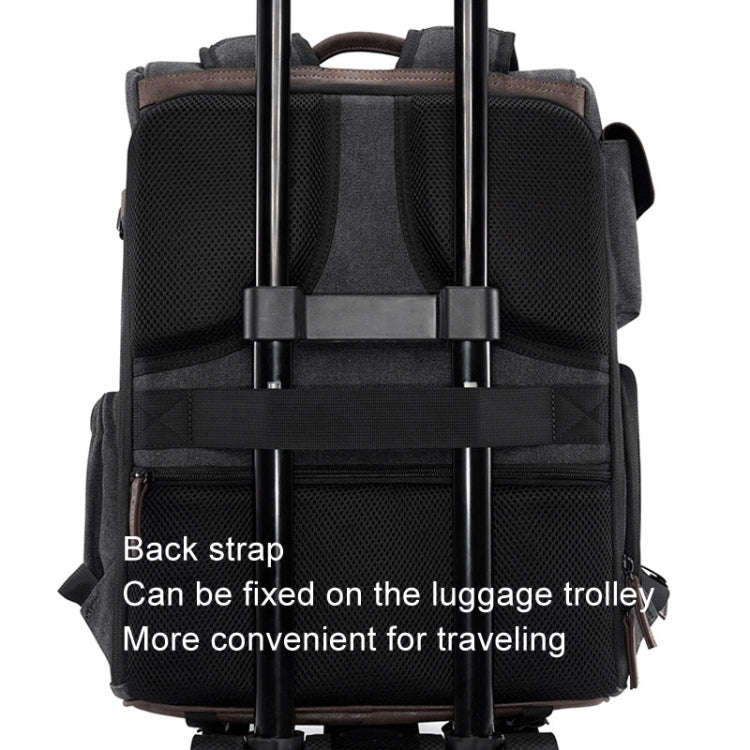 Cwatcun D128 Vintage Shoulder Backpack Split Compartment Large Capacity Splashproof Photography B...