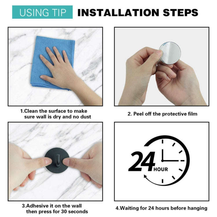 2pcs Stainless Steel Hooks Kitchen Bathroom Storage Behind Door Hooks With Adhesive, Style: Round...
