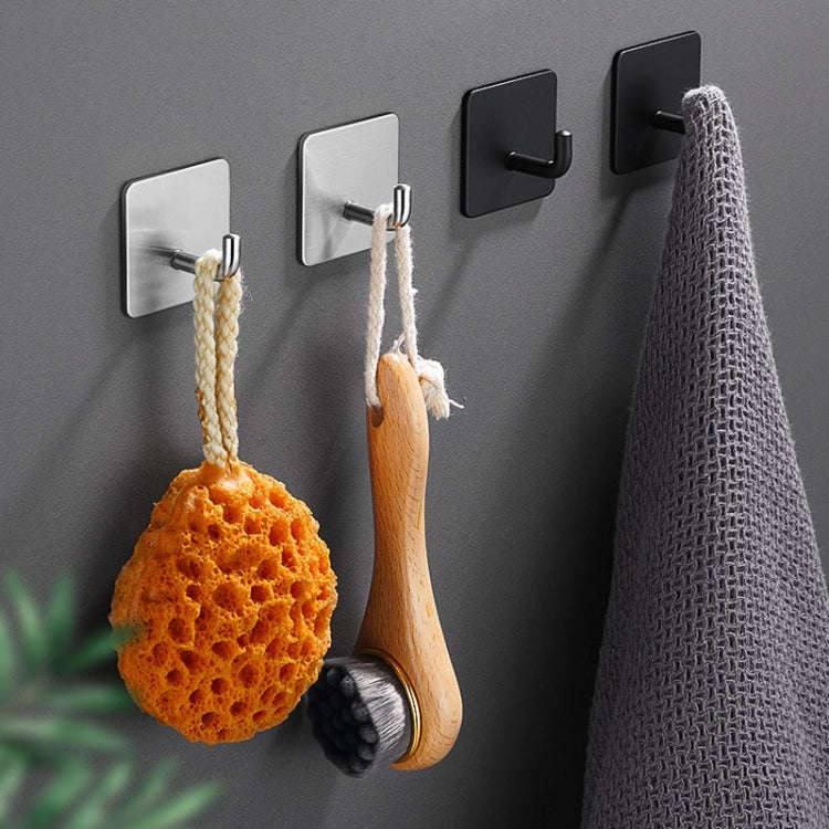 2pcs Stainless Steel Hooks Kitchen Bathroom Storage Behind Door Hooks With Adhesive, Style: Squar...