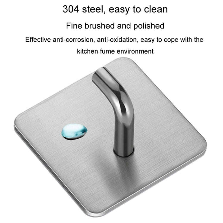 2pcs Stainless Steel Hooks Kitchen Bathroom Storage Behind Door Hooks With Adhesive, Style: Squar...