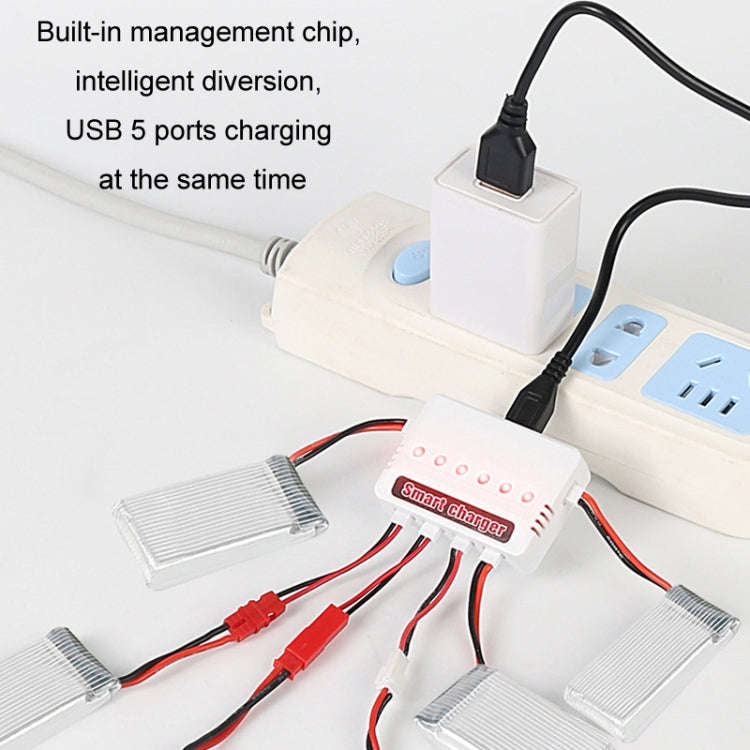 One To Six 3.7V Lithium Battery Drone USB Charger, Color: White XH2.54 Port